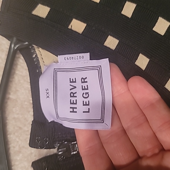 Herve Ledger Black and Beige Mini Dress - Picture 3 of 7